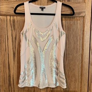 Express light pink sequin tank top